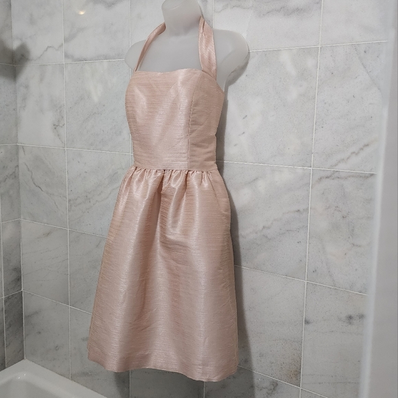 Alfred Sung Pearl Pink Halter Dress Fit and Flare 12 - Picture 3 of 8